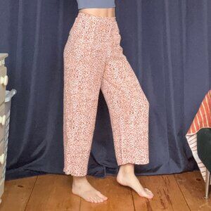 MINKPINK Animal Print Straight Leg Pants in Cream, Pink and Brown